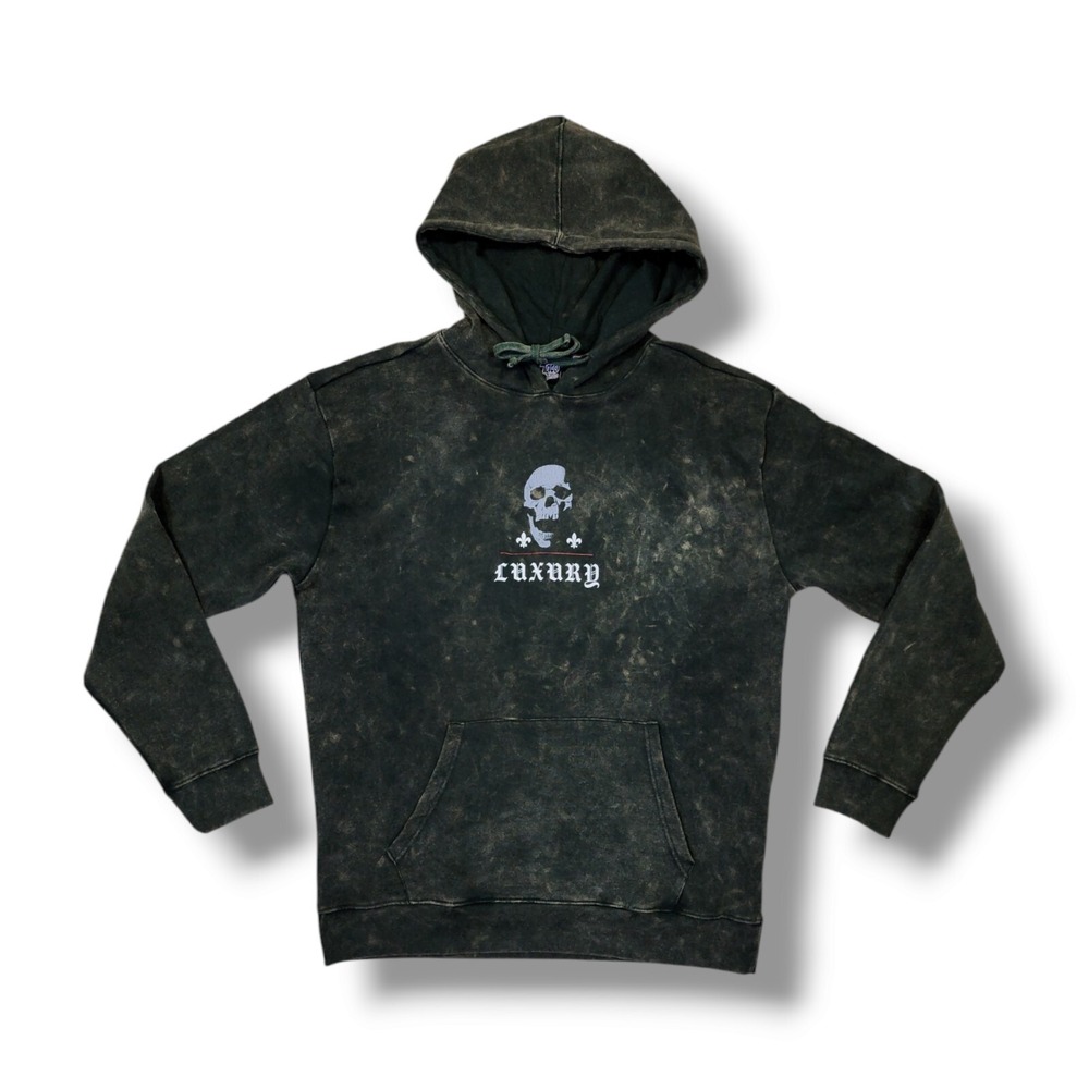 Taco Tuesday Green Acid Wash Grunge‎ Skull Logo Hoodie Sweatshirt Men's Size XL